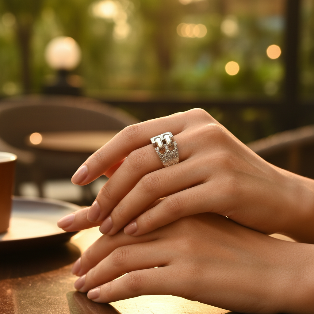 Anillo de plata para hombre | diseño texturizado | uso diario | regalo