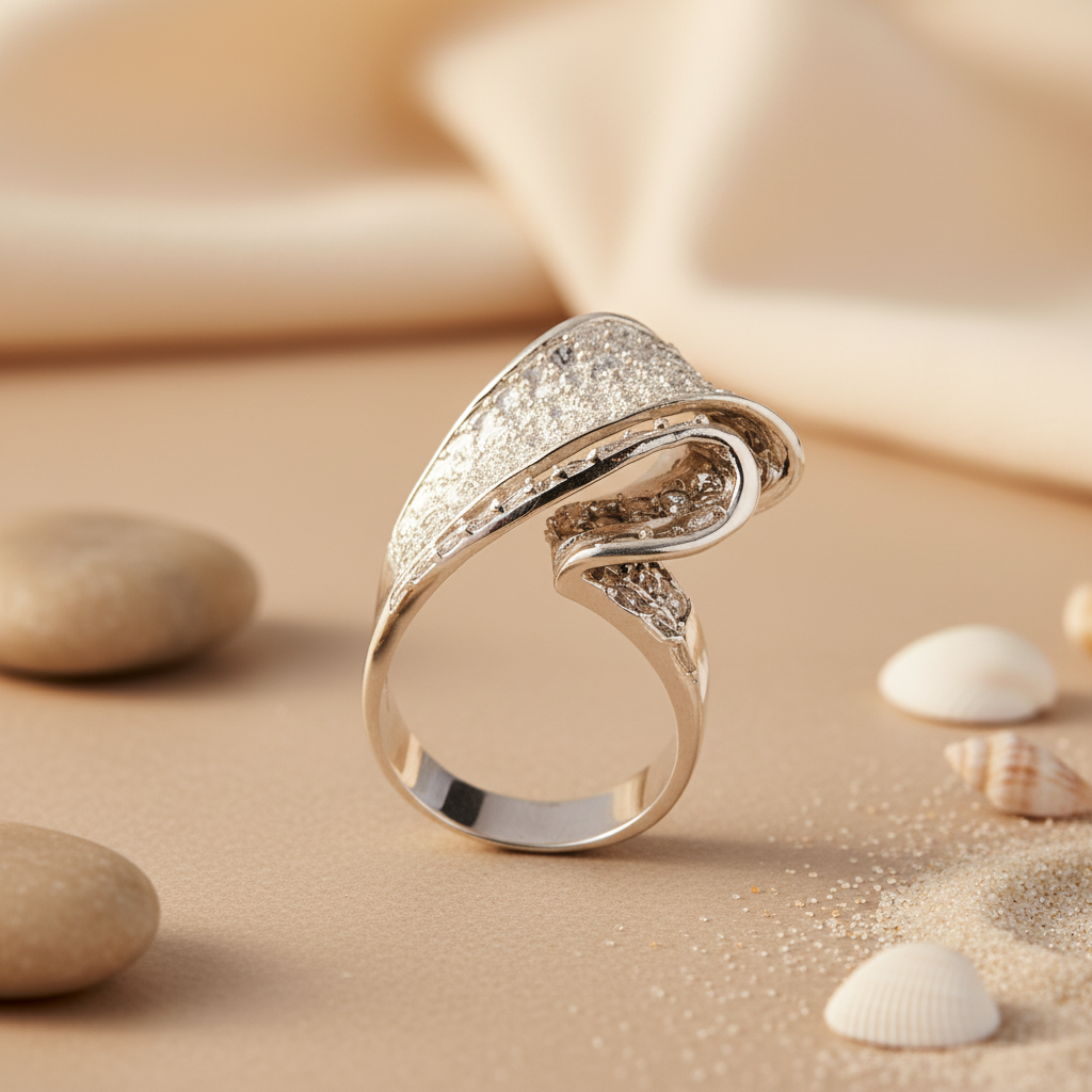 Anillo abstracto de plata 925 | Joyería llamativa para mujer