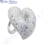 Load image into Gallery viewer, Silver heart ring with textured finish, perfect for women. A stylish and fashionable silver jewelry piece.
