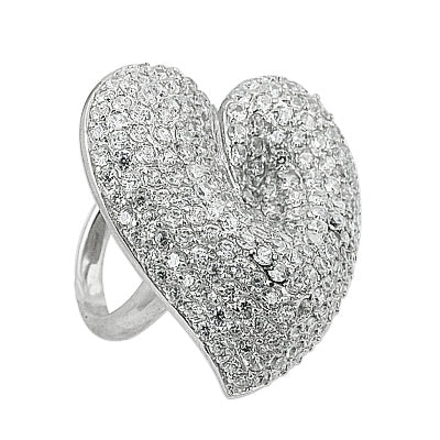 Silver Heart Ring | Textured Finish | Fashion Jewelry for Women