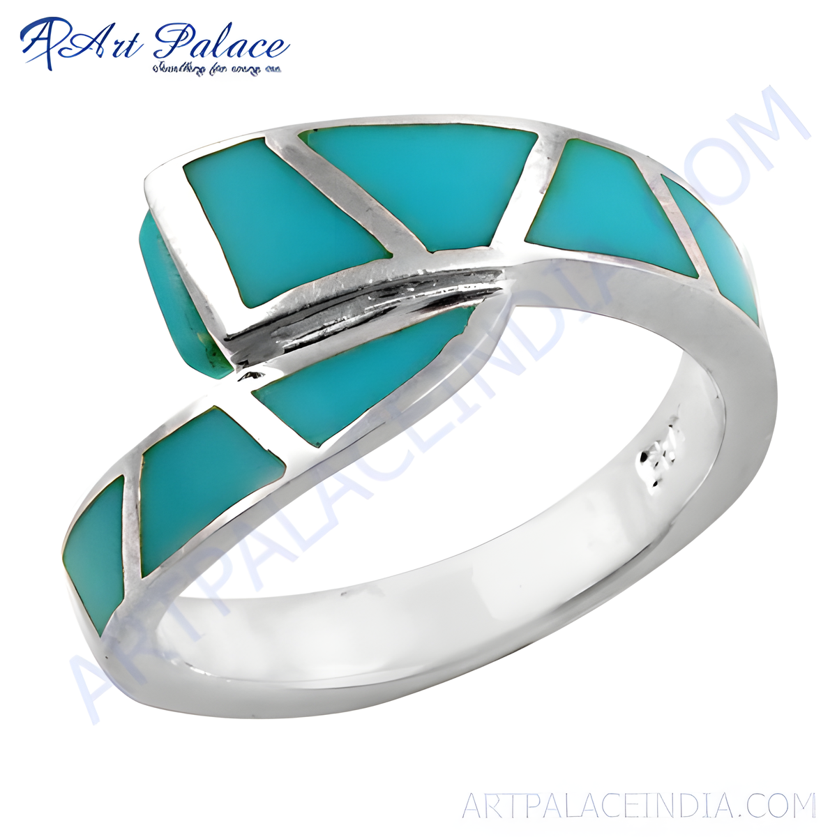 Sterling silver ring with turquoise stone inlays, a vibrant statement piece