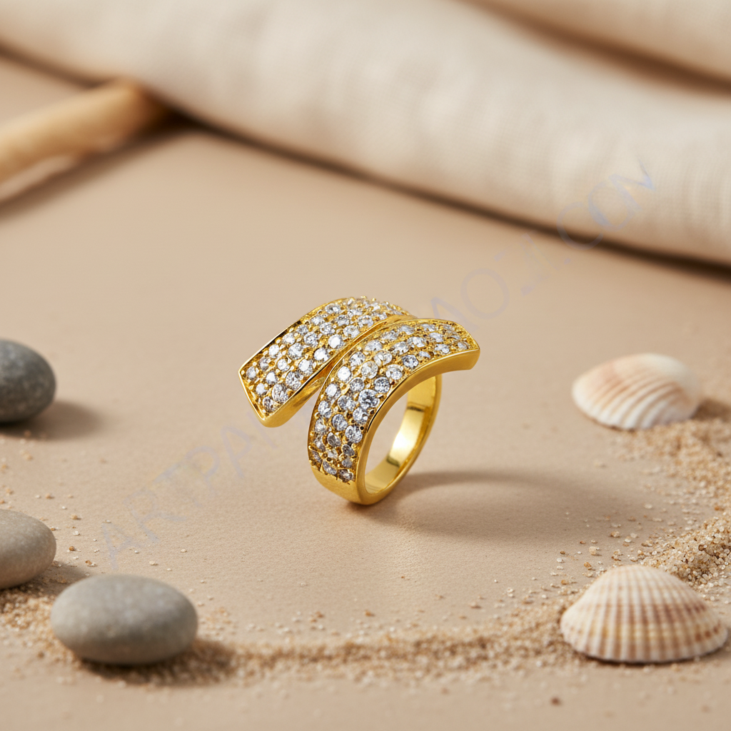 Anillo de oro con circonitas cúbicas para mujer | uso diario