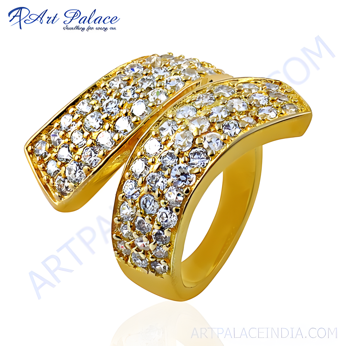 Gold plating ring with sparkling cubic zirconia stones, perfect for elegant daily wear and gifting