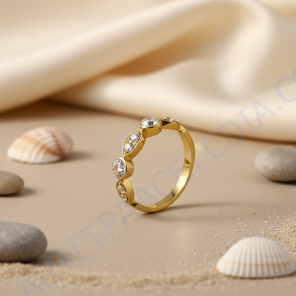 Anillo de oro con circonitas cúbicas para mujer | uso diario