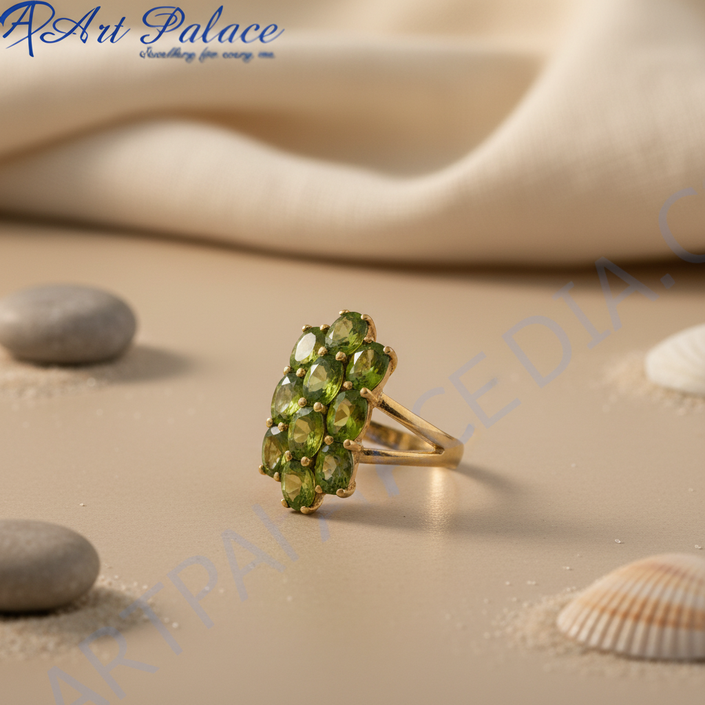 Anillo de oro con peridoto en racimo para mujer | joyería con piedras preciosas