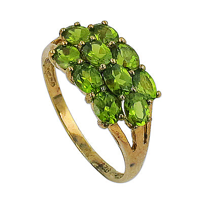 Gold plating peridot cluster ring for women | gemstone jewelry