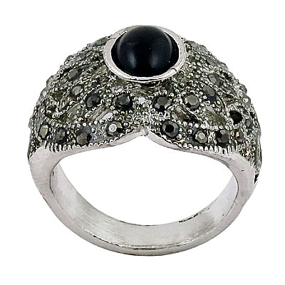 925 Silver Black Gemstone Ring for Women | Cocktail Jewelry