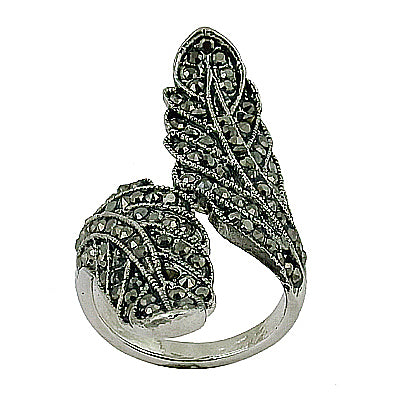 925 Silver Leaf Marcasite Ring for Women | Statement Jewelry