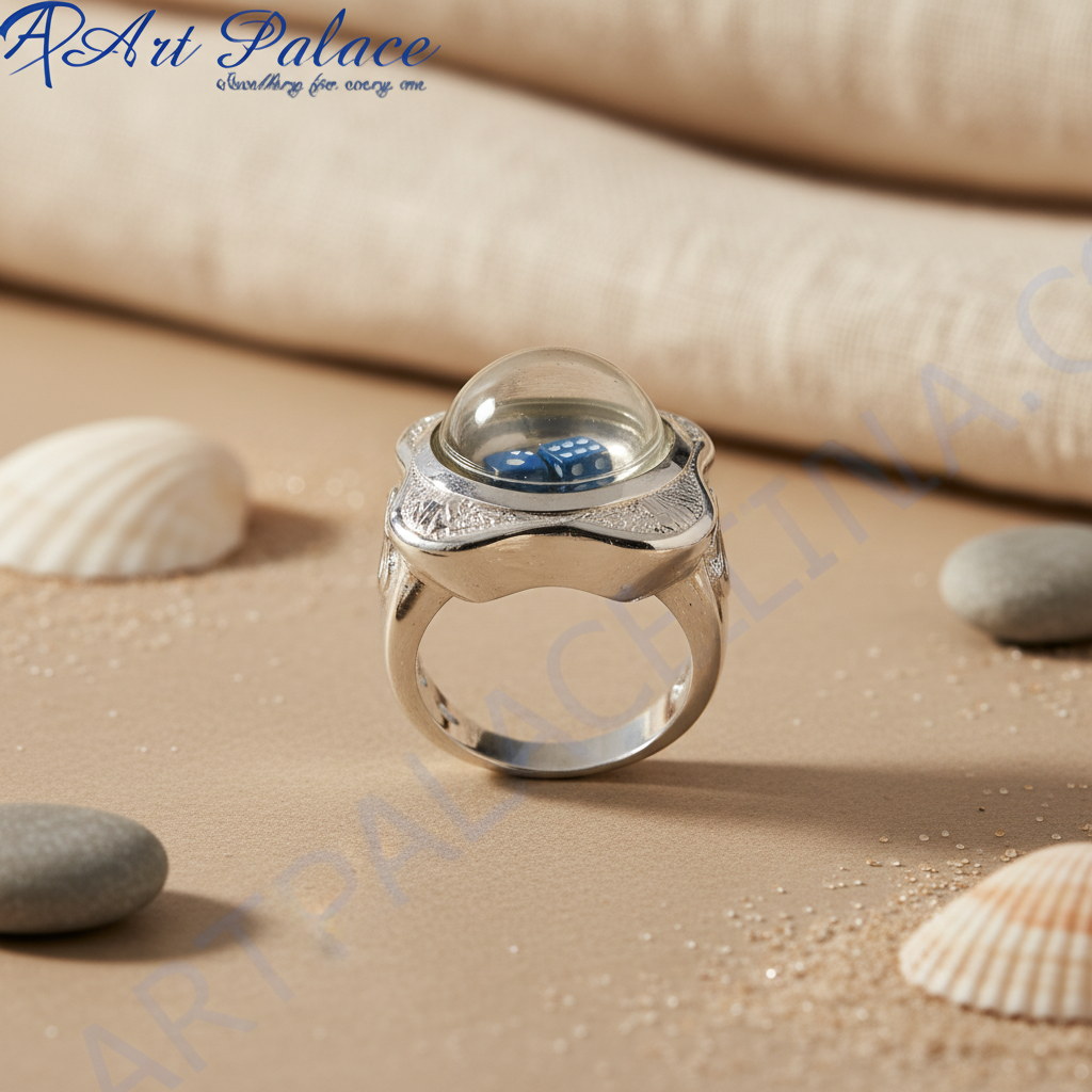 Anillo de dados de plata | Regalo único de joyería de plata de ley