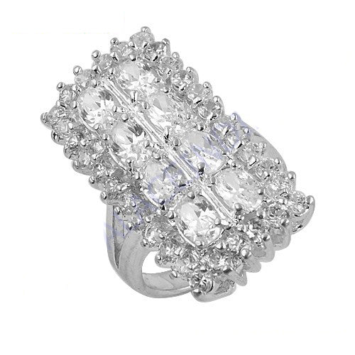 Silver Cubic Zirconia Cocktail Ring for Women | Statement Jewelry
