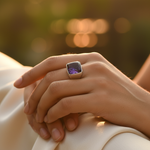 Load image into Gallery viewer, Anillo de amatista de plata para hombre | Anillo de piedra cuadrada | Regalo
