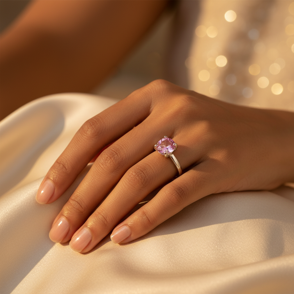 925 Silver Pink Topaz Ring for Women | Gemstone Jewelry