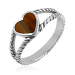 将图像加载到图库查看器中， 925 Sterling Silver Tiger Eye Heart Ring for Women
