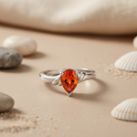 将图像加载到图库查看器中， Silver Pear-Cut Orange Gemstone Ring for Women | Gift Jewelry
