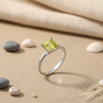 Load image into Gallery viewer, Silver Peridot Solitaire Ring for Women | Gemstone Jewelry
