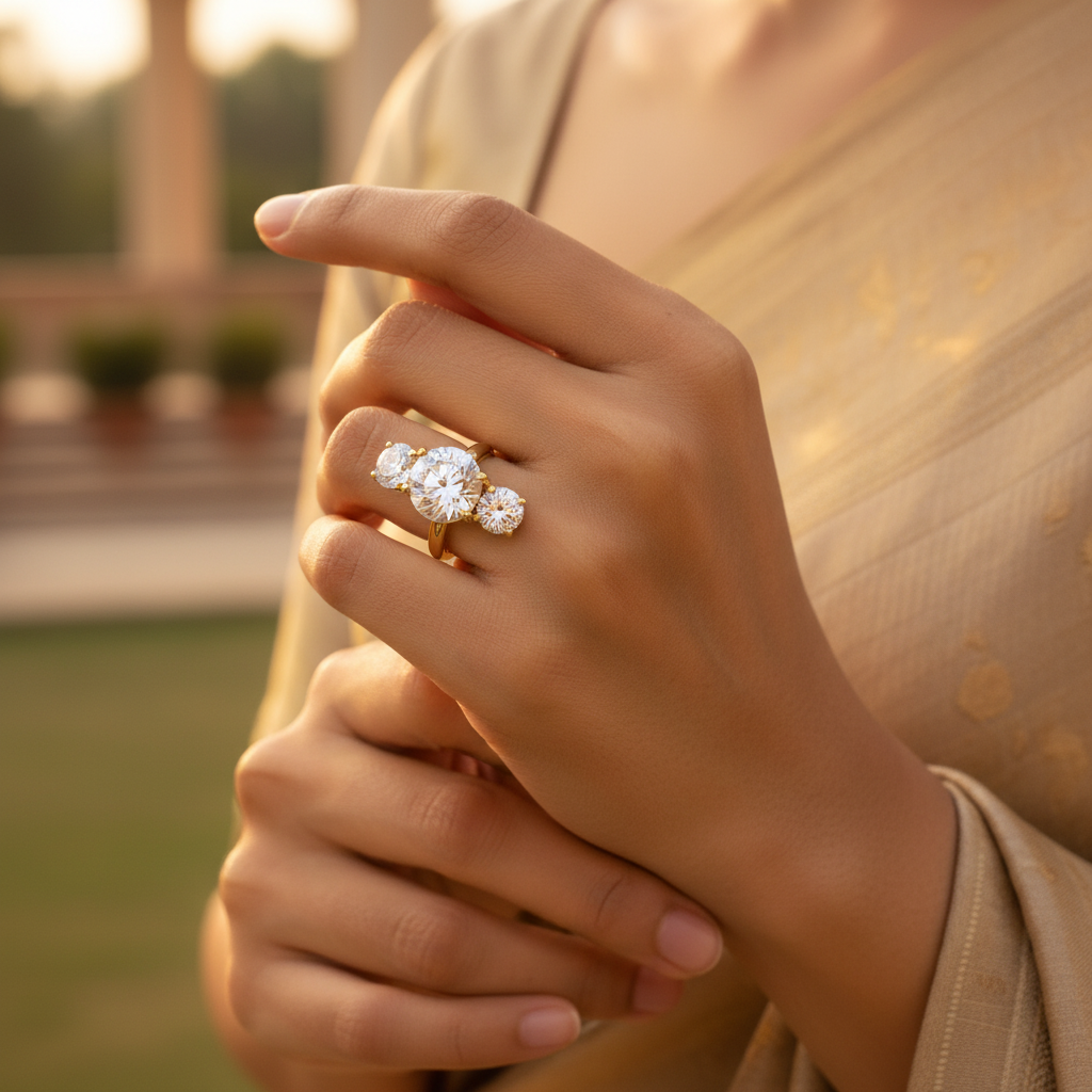 Anillo de oro con circonitas cúbicas para mujer | Regalo de aniversario
