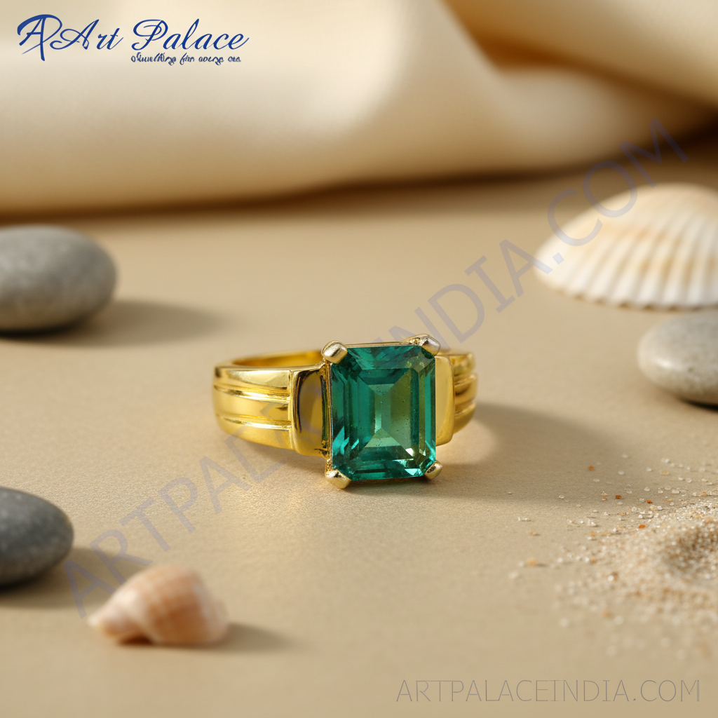 Anillo de oro con piedra preciosa verde esmeralda para mujer | regalo