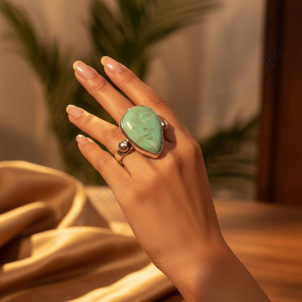 925 Sterling Silver Turquoise Ring for Women | Statement Jewelry