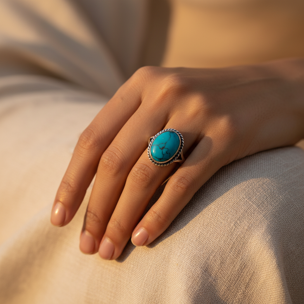925 Silver Turquoise Ring for Women | Gemstone Ring