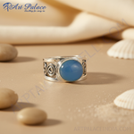 Load image into Gallery viewer, Anillo de calcedonia azul en plata de ley 925 para mujer | Regalo
