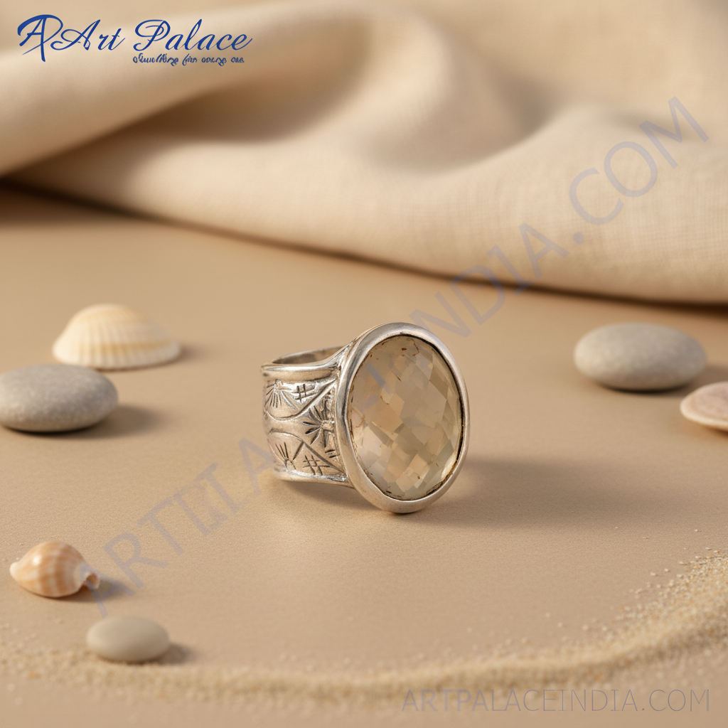 Anillo de plata con piedra preciosa ovalada para mujer | Regalo