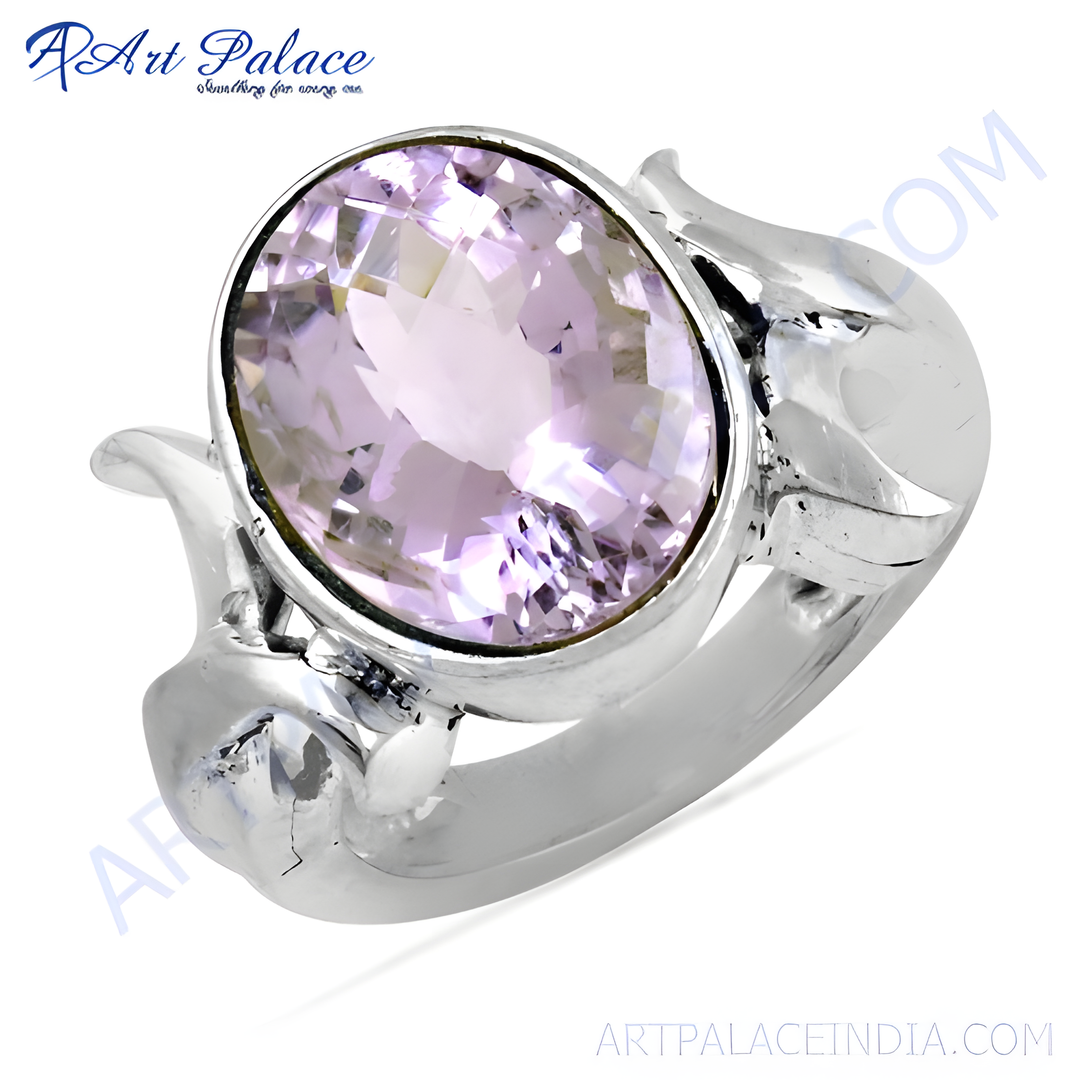 925 sterling silver ring with oval cut amethyst gemstone for women