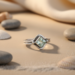 Load image into Gallery viewer, 925 Silver Aquamarine Ring for Women | Square Stone
