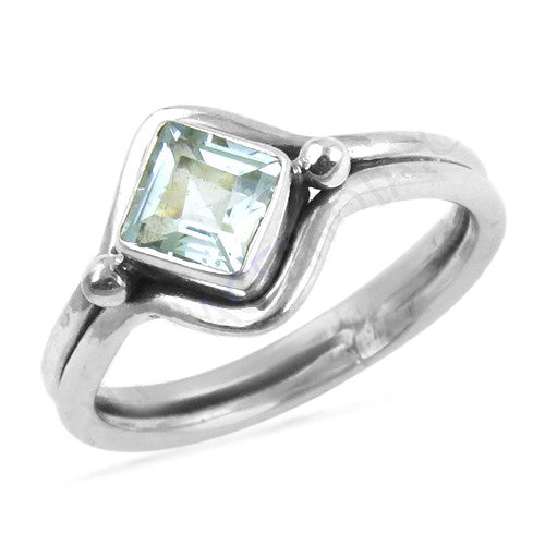 925 Silver Aquamarine Ring for Women | Square Stone