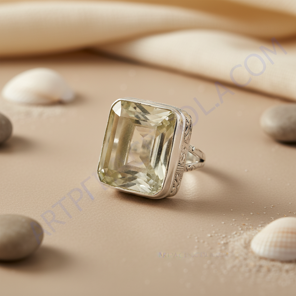 Silver ring with citrine gemstone for women | statement jewelry
