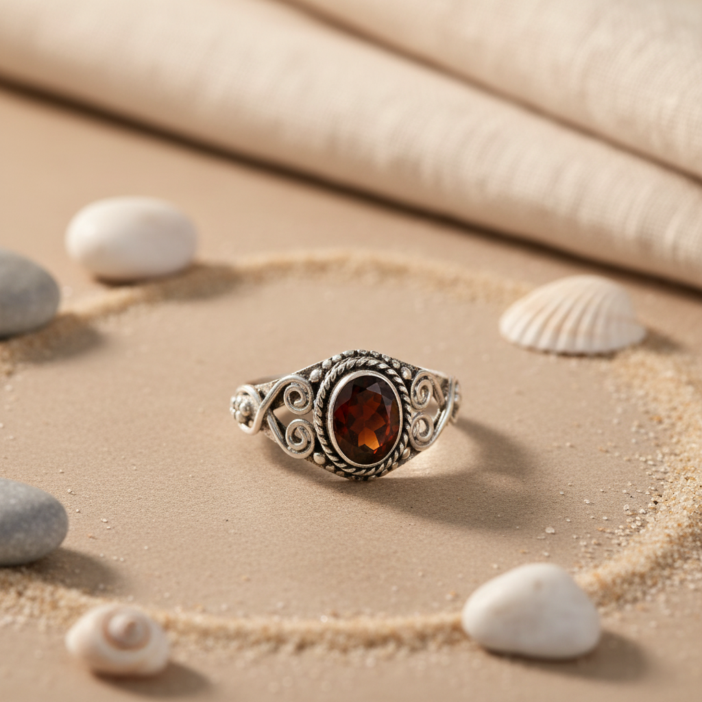 925 Silver Garnet Ring for Women | Gemstone Jewelry