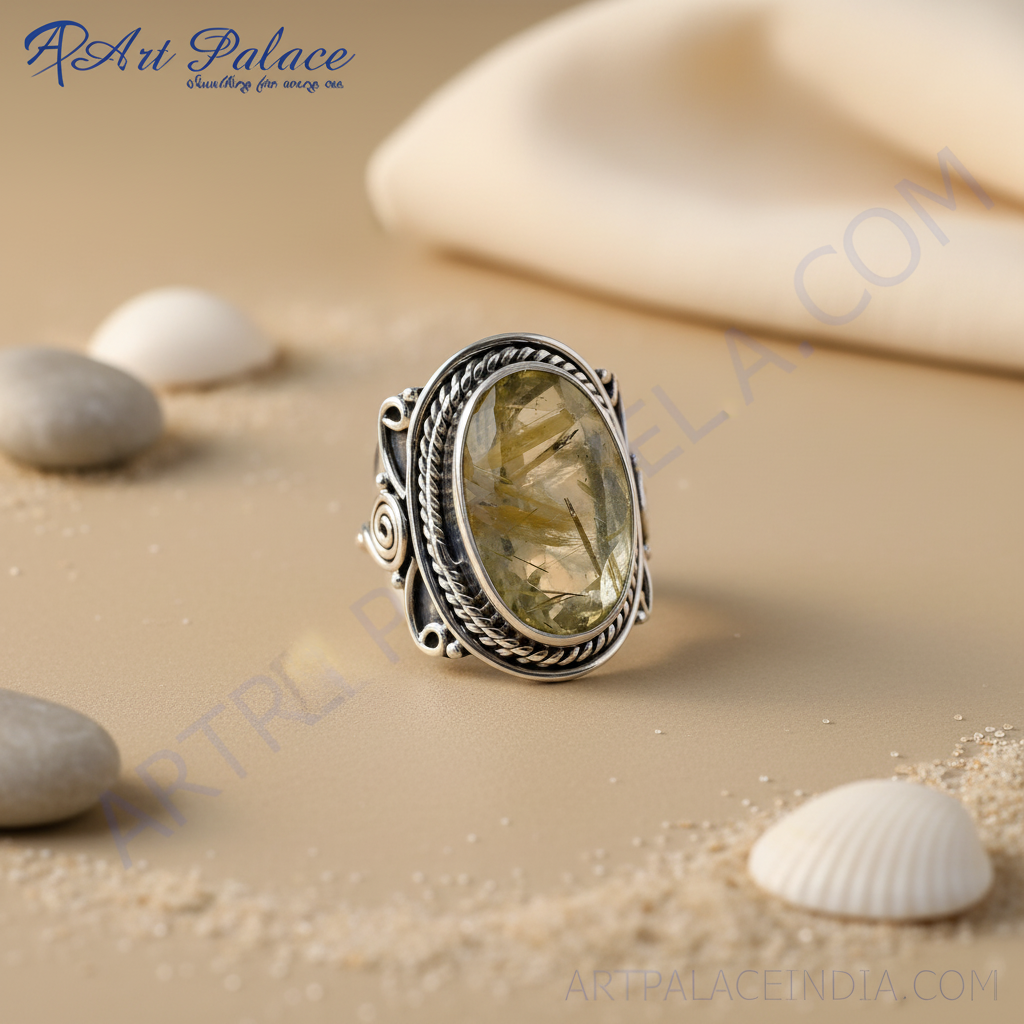 925 Silver Rutilated Quartz Ring for Women | Gemstone Jewelry