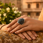 Load image into Gallery viewer, Silver Black Gemstone Ring for Women | Cocktail Ring
