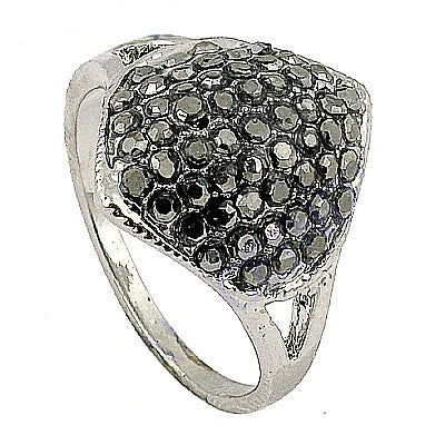 Silver black gemstone ring for women | cocktail ring
