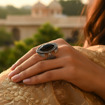 Load image into Gallery viewer, Silver Onyx Ring for Women | Statement Ring | Gift

