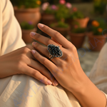 Load image into Gallery viewer, Silver Black Onyx Ring for Women | Cocktail Jewelry Gift
