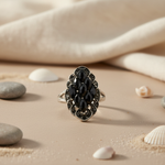 将图像加载到图库查看器中， Silver Black Onyx Ring for Women | Cocktail Jewelry Gift
