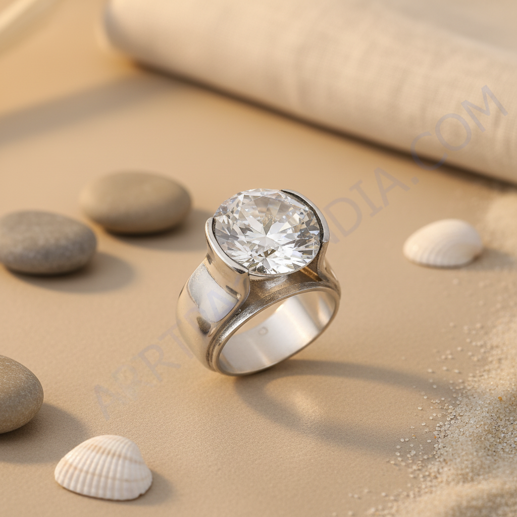 Anillo solitario de plata | Circonita cúbica | Anillo llamativo para mujer