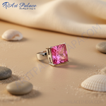 Load image into Gallery viewer, Silver Pink Gemstone Ring for Women | Fashion Jewelry Gift
