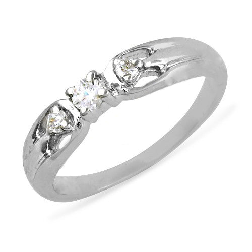 Silver three stone ring for women | diamond ring gift