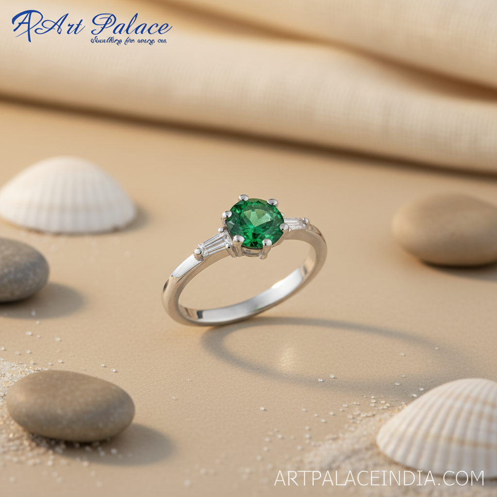 Anillo de esmeralda en plata 925 para mujer | Joyas con piedras preciosas