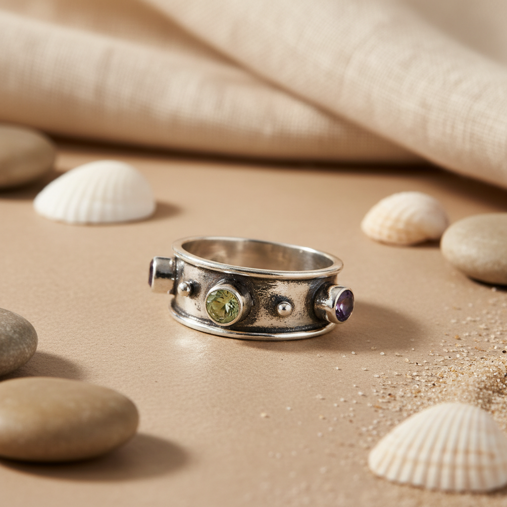 925 Silver Green Gemstone Ring for Women | Statement Jewelry