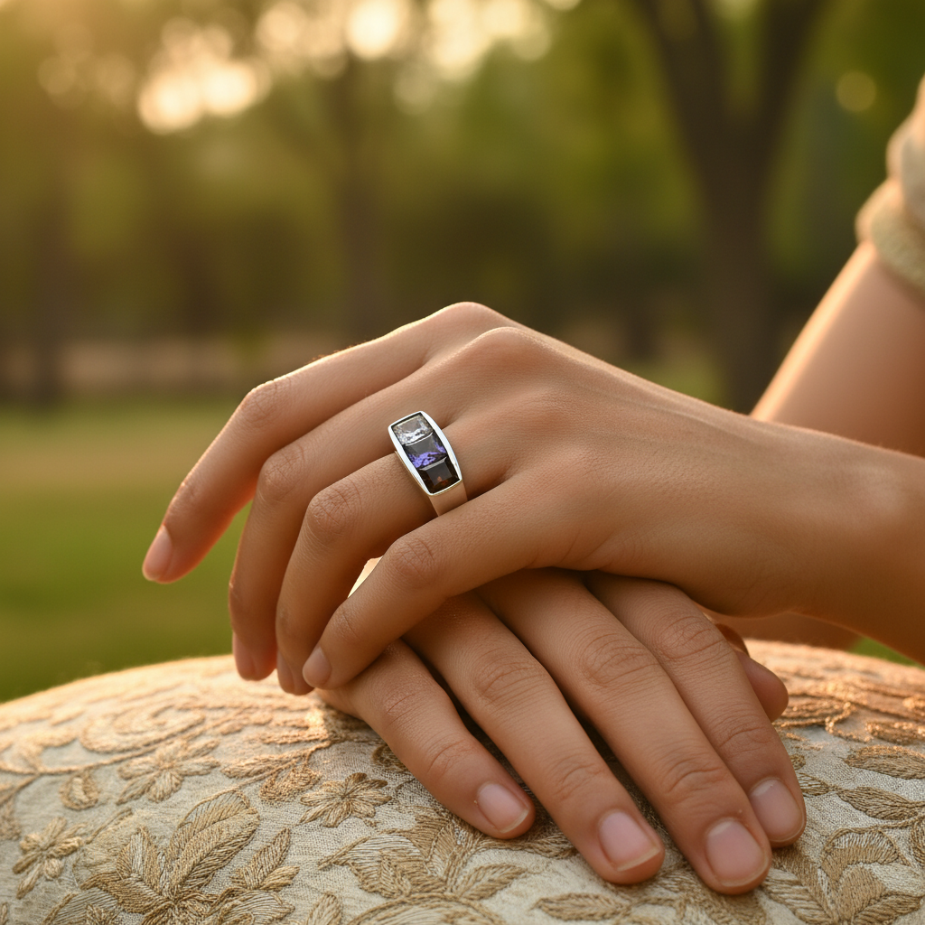 Silver Ring with Gemstones for Women | Statement Jewelry