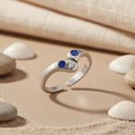 将图像加载到图库查看器中， 925 Silver Toe Ring with Blue Gemstones for Women
