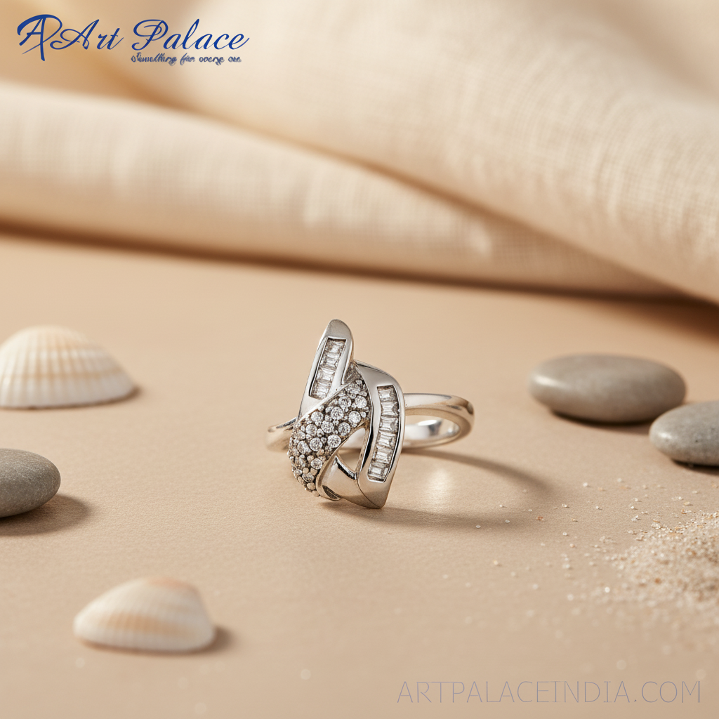 Silver ring with diamonds for women | fashion jewelry
