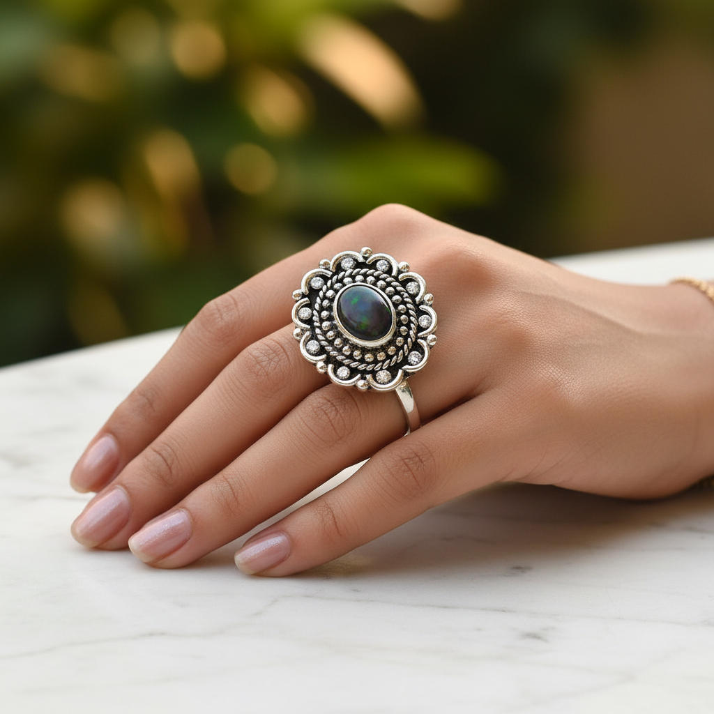 925 Silver Black Onyx Ring for Women | Gemstone Jewelry