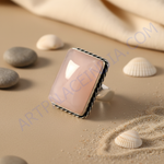 Load image into Gallery viewer, Silver Ring with Pink Gemstone for Women | Statement Jewelry
