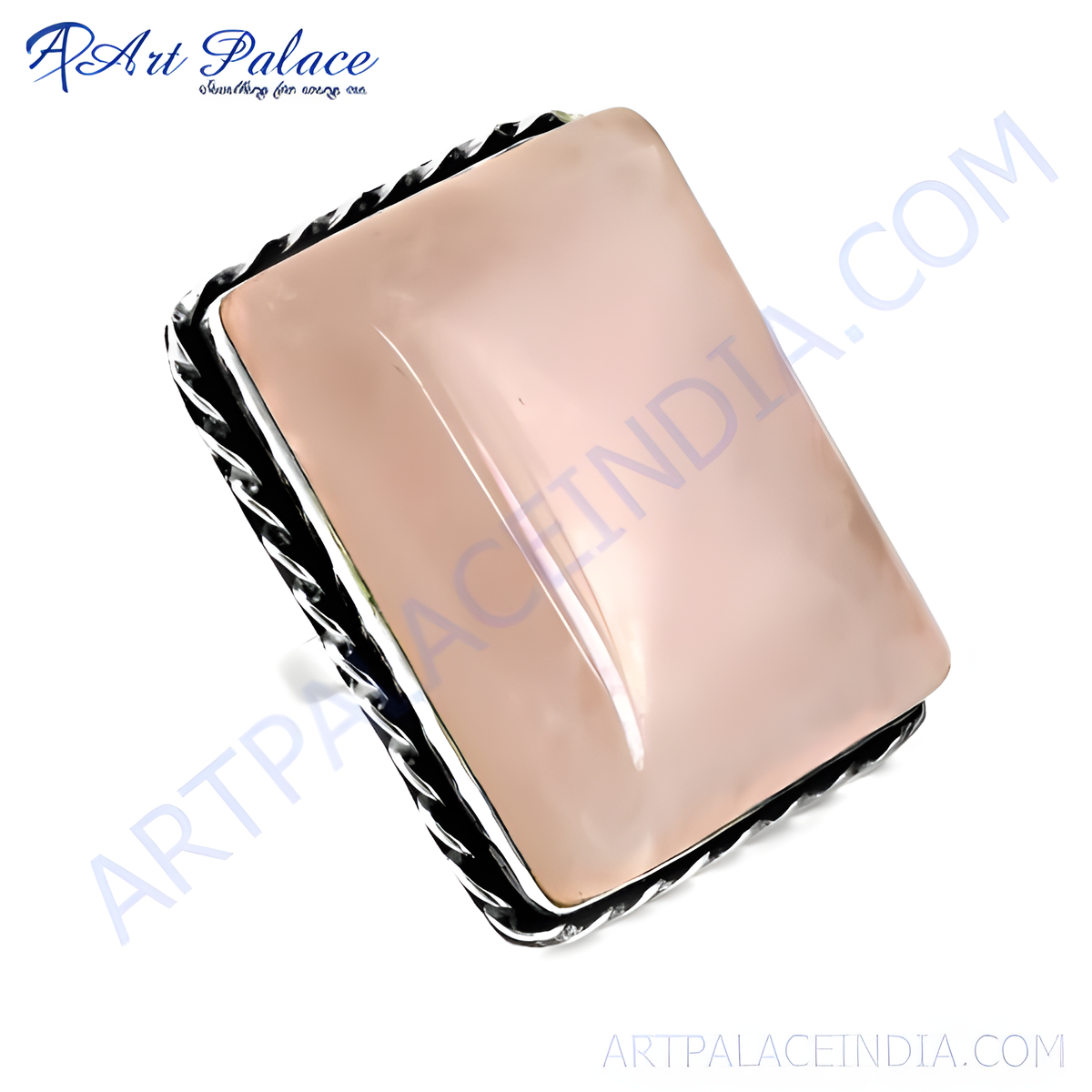 Sterling silver statement ring with a large pink gemstone