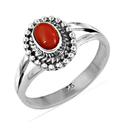 925 silver coral ring for women | gemstone jewelry gift