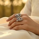Load image into Gallery viewer, Anillo de mariposa de plata con piedras preciosas | Joyería de moda para mujer
