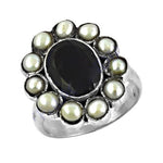 Load image into Gallery viewer, 925 Silver Onyx &amp; Pearl Ring for Women | Cocktail Ring
